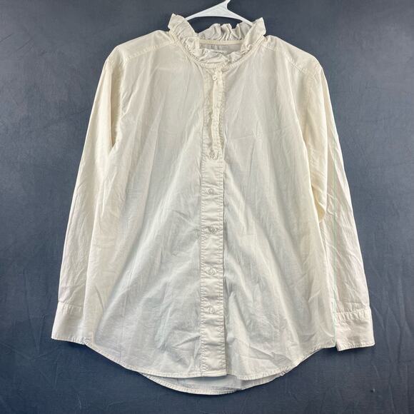 Free Assembly Women's Small Shirt Button Down Ruffle Collar Presidential England - Picture 1 of 9